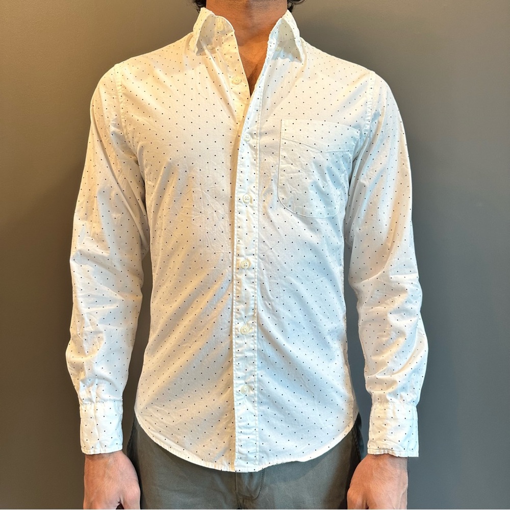 J. Crew White Shirt with Black Dots